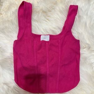 HOT PINK CORSET SWEATER CROP